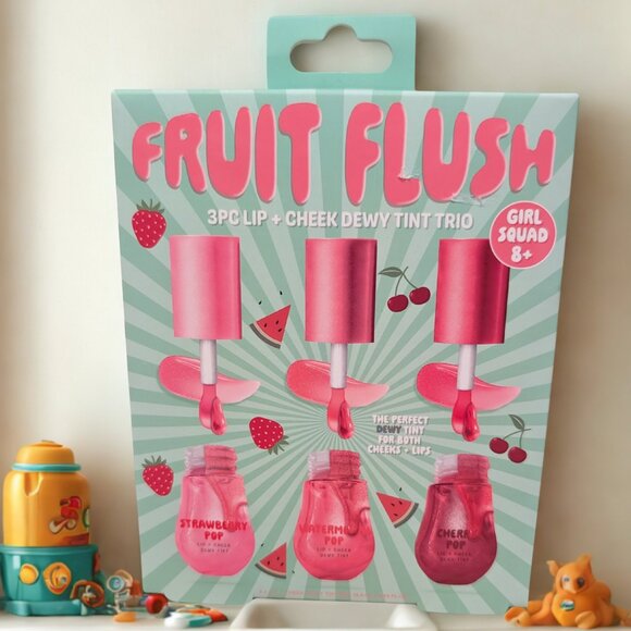 Fruit Flush 3-Piece Lip + Cheek Dewy Tint Trio | Strawberry, Watermelon & Cherry - Picture 3 of 4